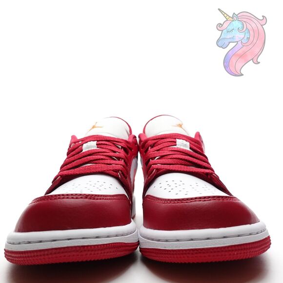 Mens Size 10 Nike Air Jordan 1 Low Cardinal Red Curry White Shoes 553558 607 New - Picture 3 of 16